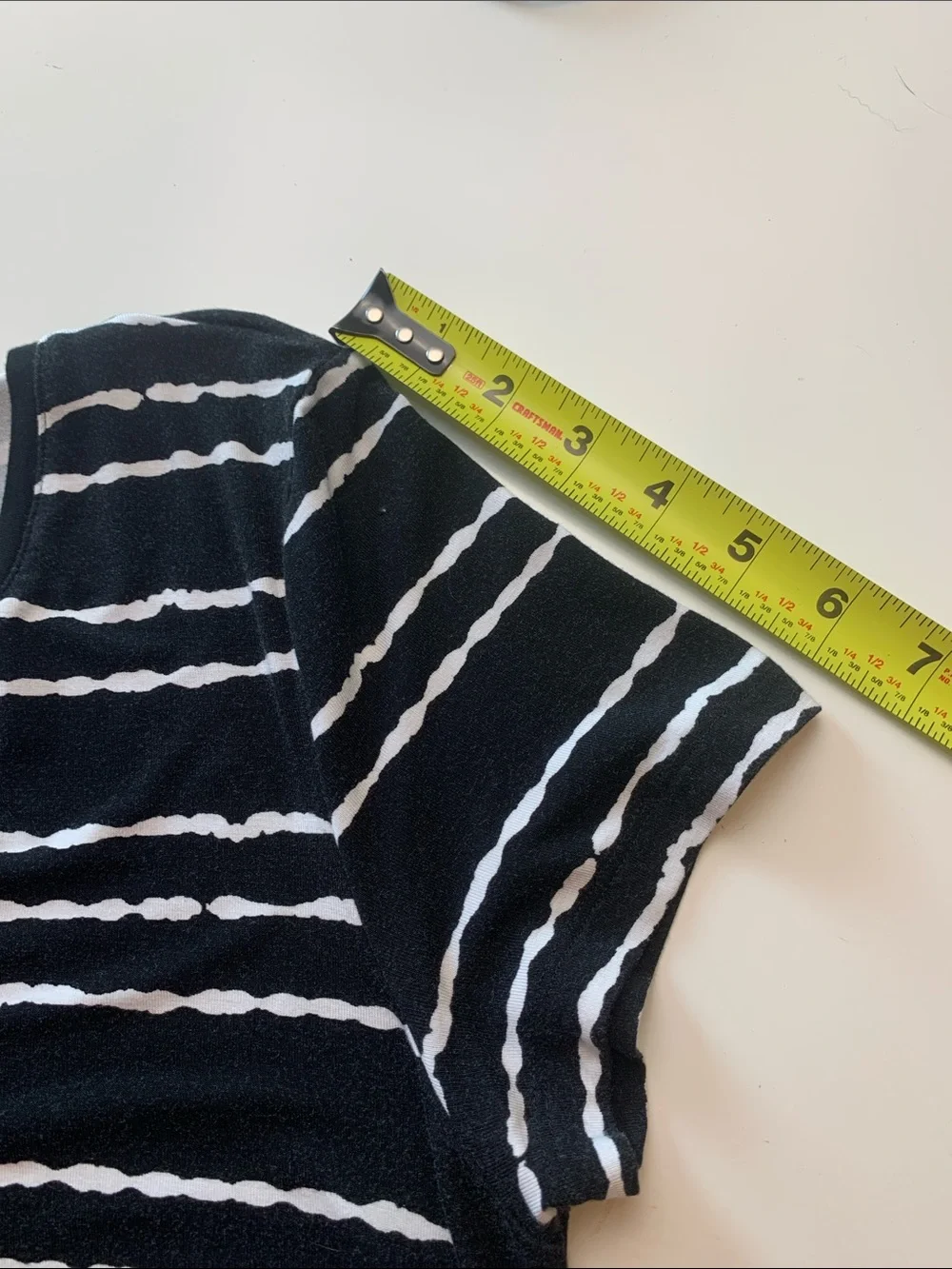 Lord & Taylor Petite Black & White Striped Midi Dress, Pockets, Stretch - Picture 7 of 10